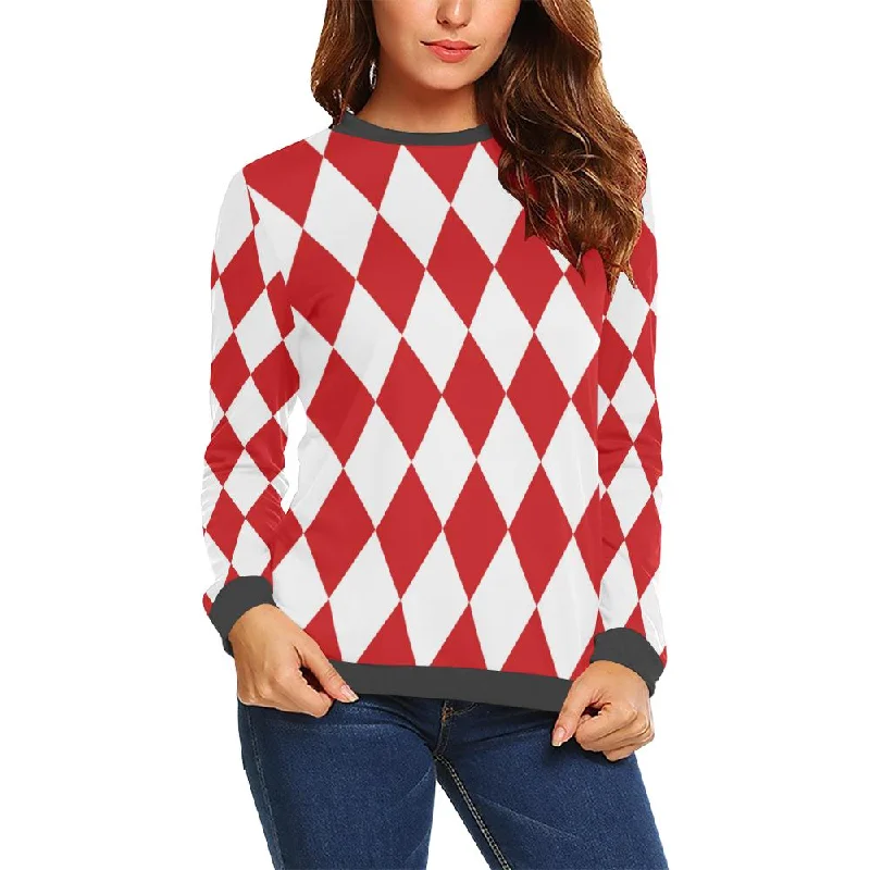 Harlequin Pattern Print Women's Sweatshirt Hoodie with Neon Bright Vibrant