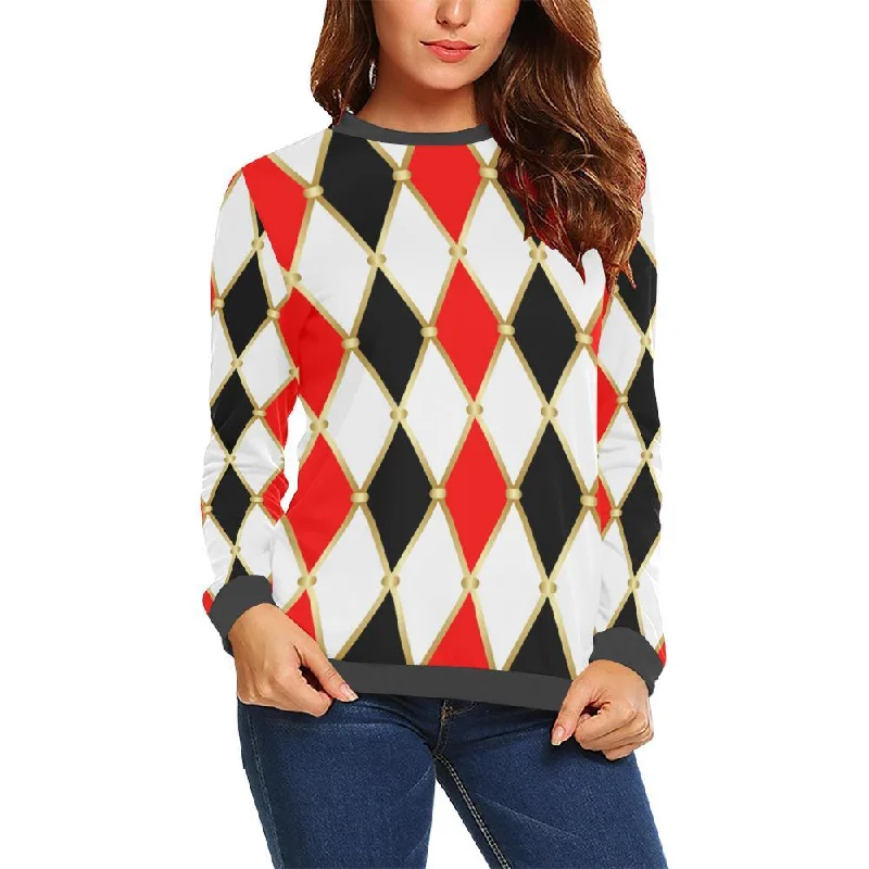 Harlequin Print Pattern Women's Sweatshirt Hoodie with Oversized Fit Loose Comfortable