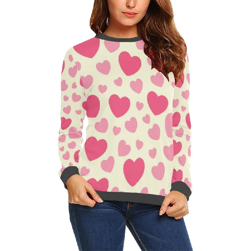 Heart Print Pattern Women's Sweatshirt Hoodie with Emblem Brand Identity