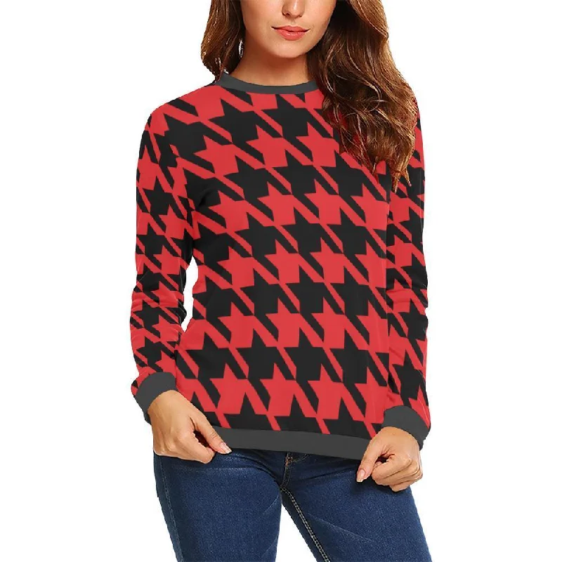 Houndstooth Pattern Print Women's Sweatshirt Hoodie with Pastel Soft Subtle