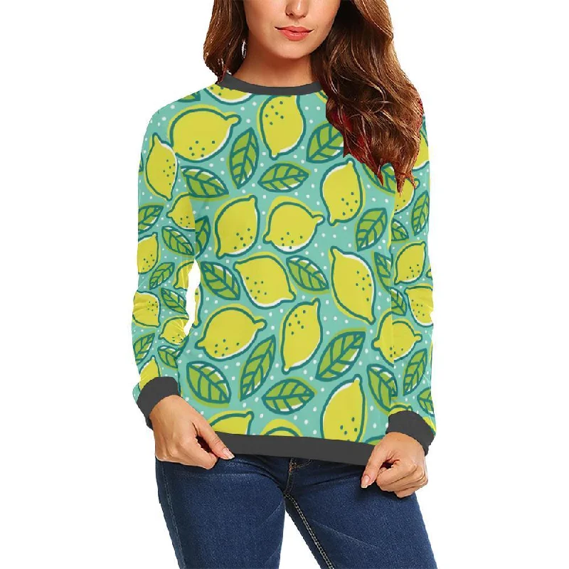 Lemon Pattern Print Women's Sweatshirt Hoodie with Pastel Soft Subtle