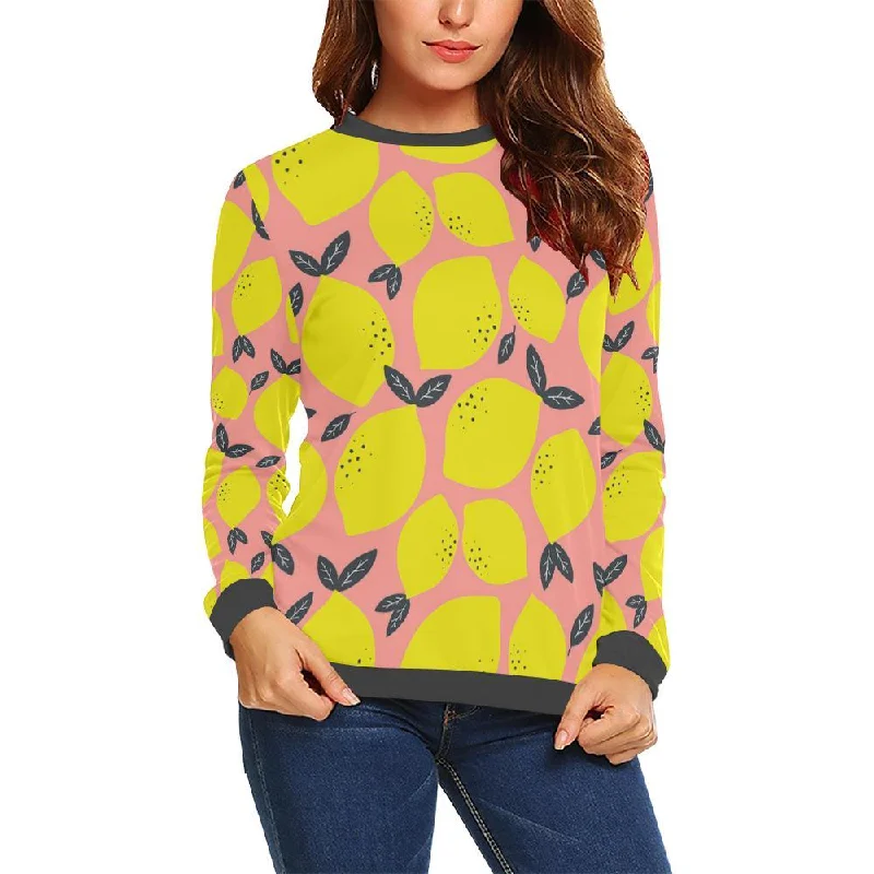 Lemon Print Pattern Women's Sweatshirt Hoodie with Pocket Utility Practical