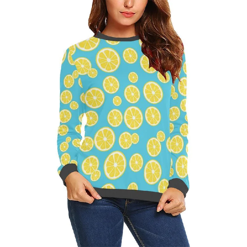 Lemon Slice Pattern Print Women's Sweatshirt Hoodie with Thumb Holes Functional Cozy