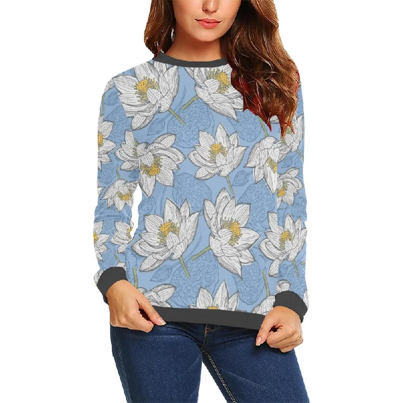 Lotus Pattern Print Women's Sweatshirt Hoodie with Gradient Ombre Colorful