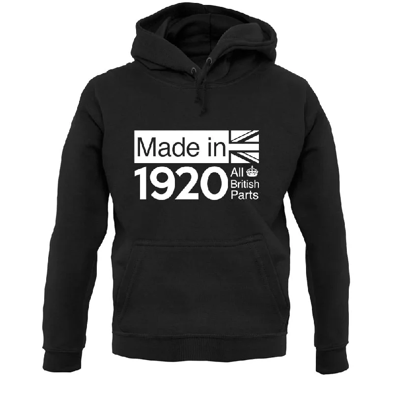 Made In 1920 All British Parts Crown Unisex Hoodie Hoodie with Tied Waist Feminine Flattering