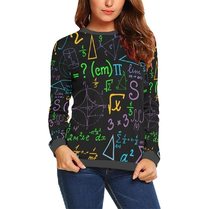 Math Pattern Print Women's Sweatshirt Hoodie with Hem Detail Decorative Unique
