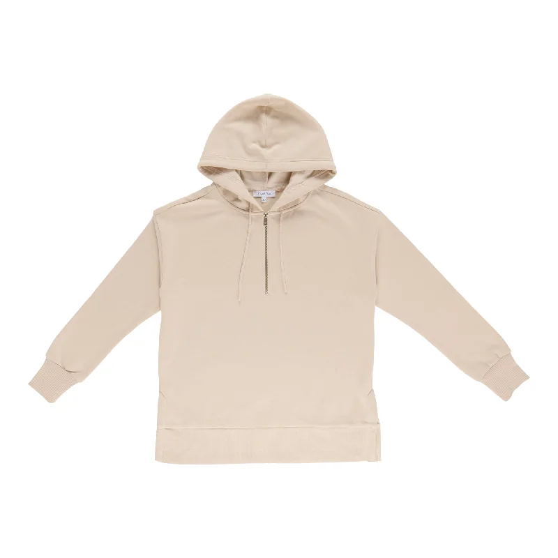 mySTYLE Women's 1/4 Zip Hooded Tunic Zip Hoodie Drawstring Kangaroo Pocket