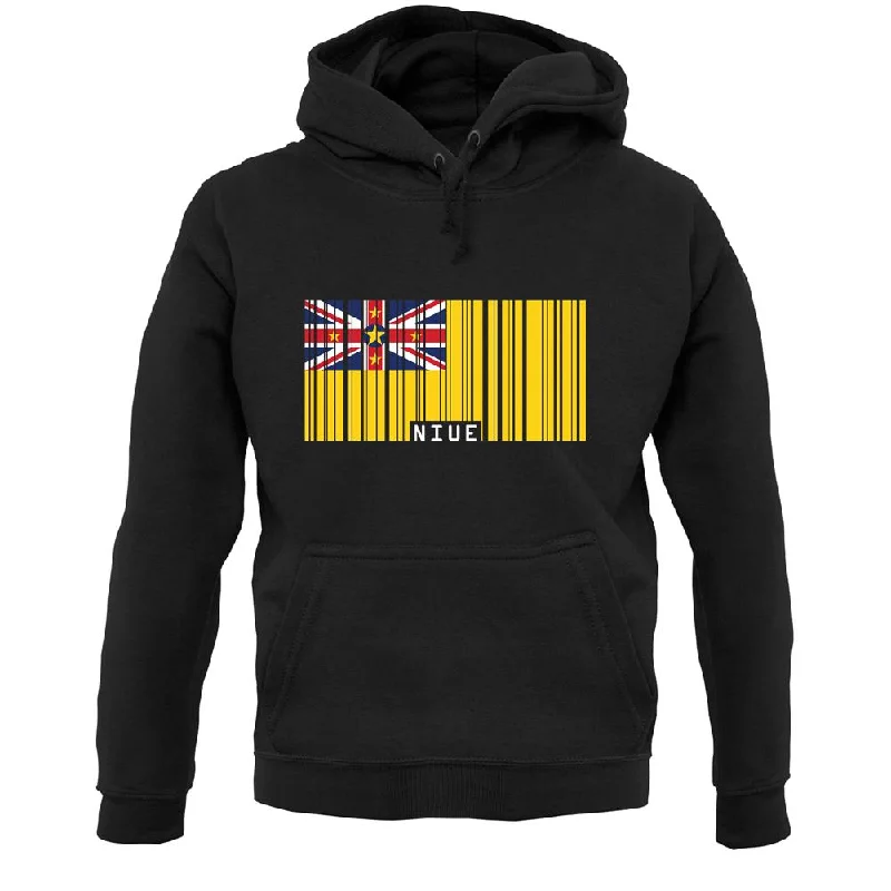 Niue Barcode Style Flag Unisex Hoodie Hoodie with Color Block Contrast Stylish