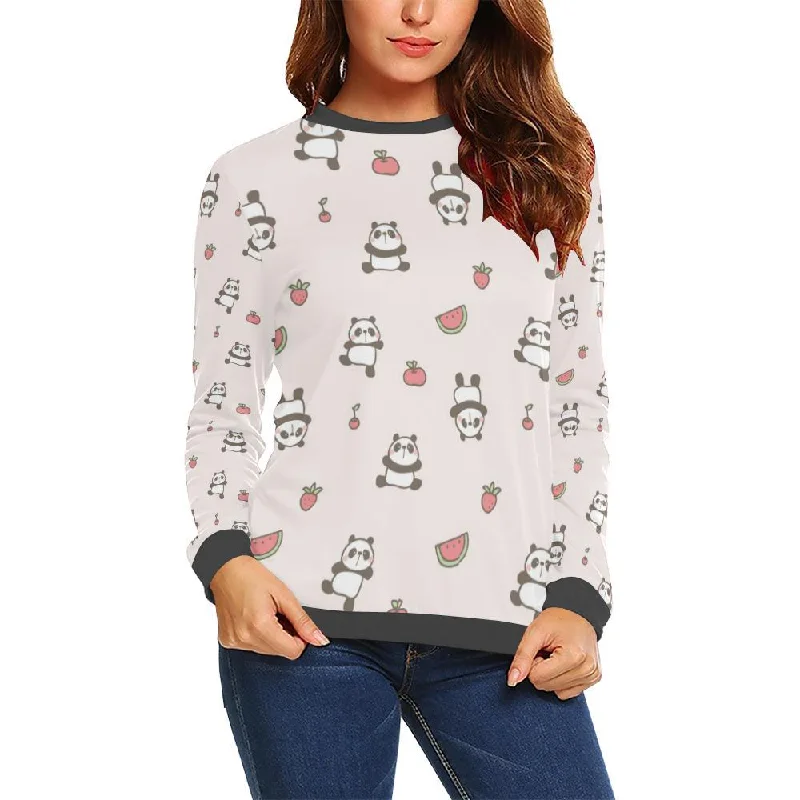 Panda Fruit Pattern Print Women's Sweatshirt Hoodie with Raglan Sleeves Sporty Comfortable