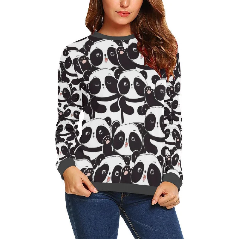 Pattern Print Baby Panda Women's Sweatshirt Hoodie with High-Low Hem Asymmetrical Trendy