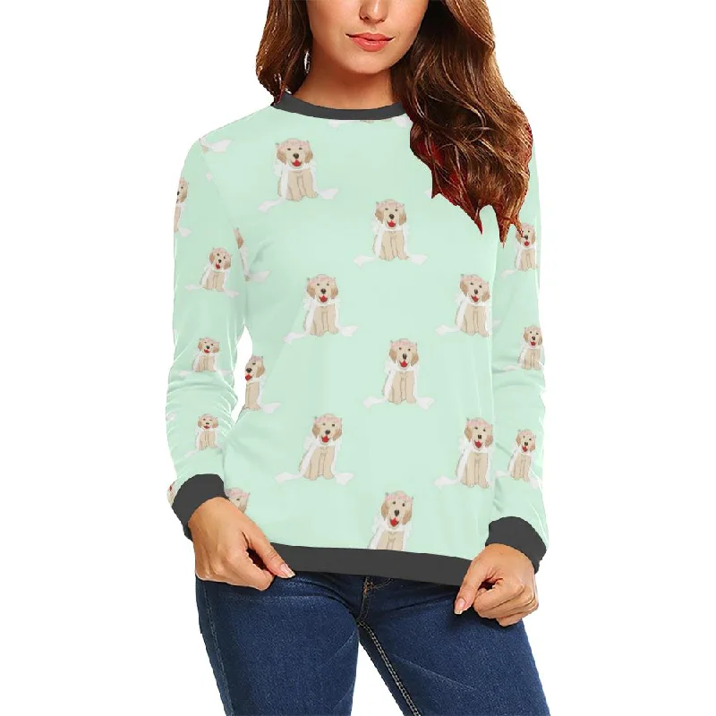 Pattern Print Golden Retriever Women's Sweatshirt Hoodie with Slit Hem Functional Movement Pattern Print Golden Retriever Women's Sweatshirt Hoodie with Slit Hem Functional Movement