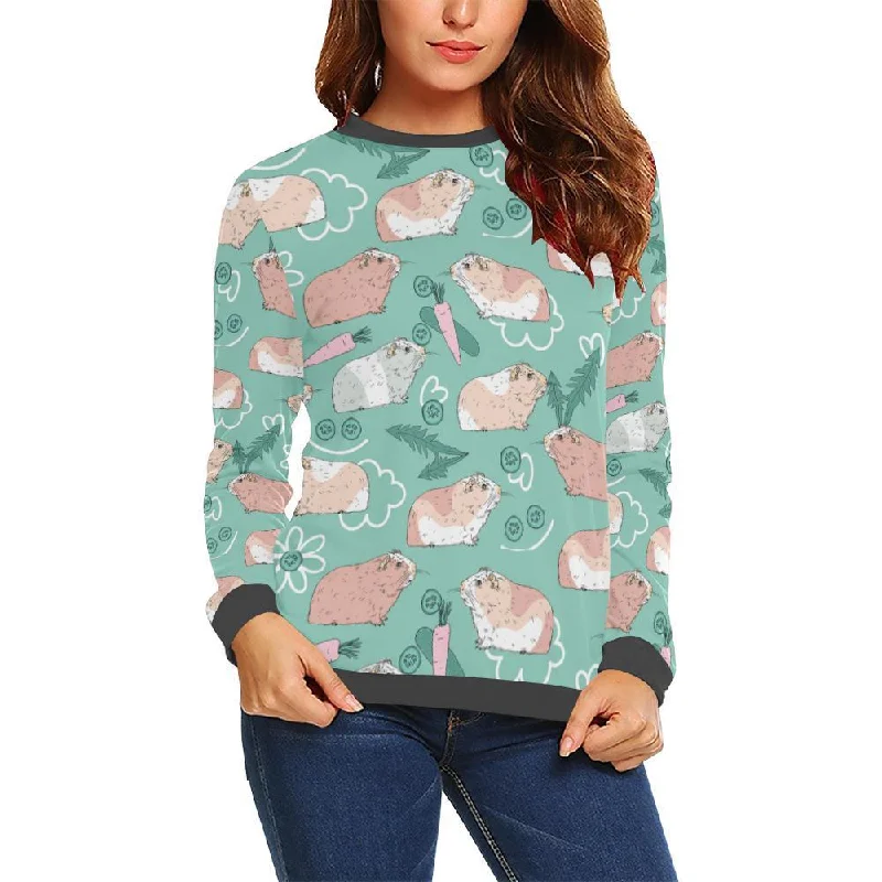 Pattern Print Guinea Pig Women's Sweatshirt Hoodie with Distressed Vintage Worn