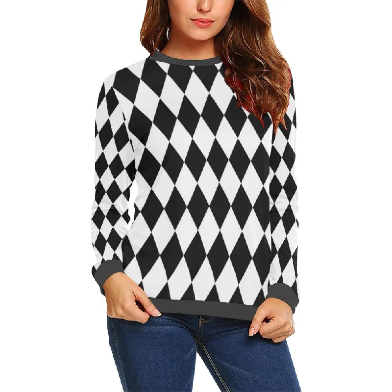 Pattern Print Harlequin Women's Sweatshirt Hoodie with Mesh Breathable Sporty