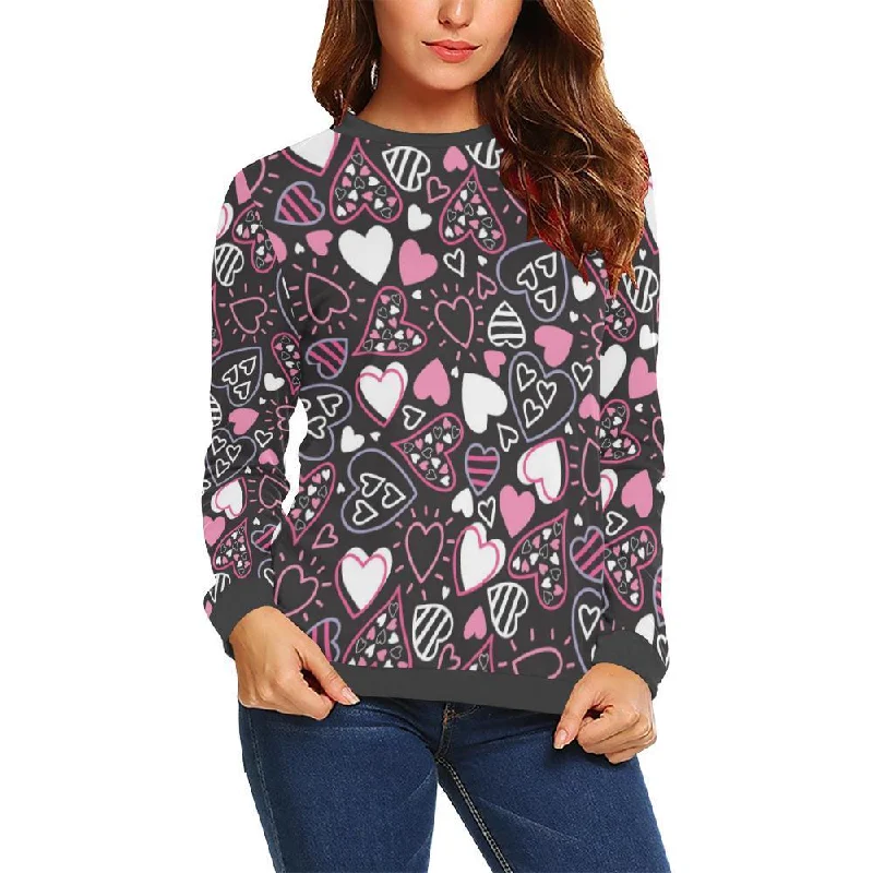 Pattern Print Heart Women's Sweatshirt Hoodie with Print Artistic Unique