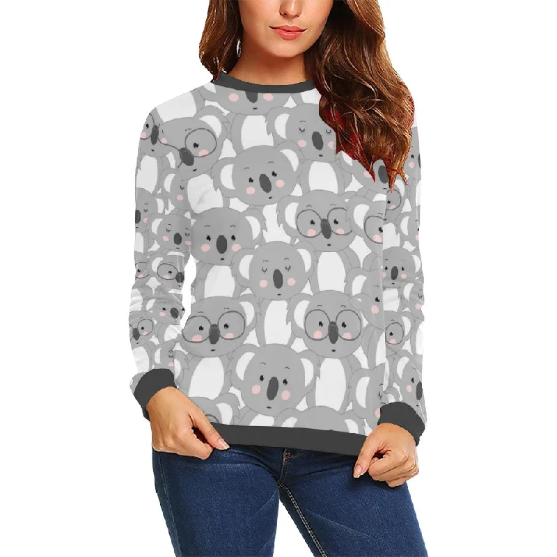 Pattern Print Koala Women's Sweatshirt Hoodie with Typography Text Message