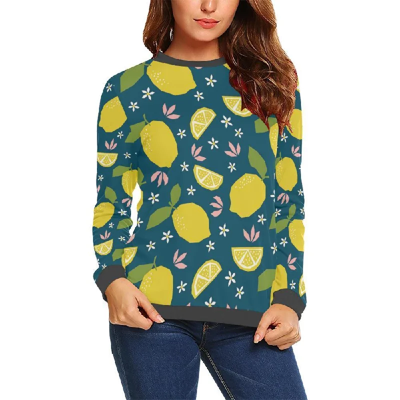 Pattern Print Lemon Women's Sweatshirt Hoodie with Zipper Versatile Modern