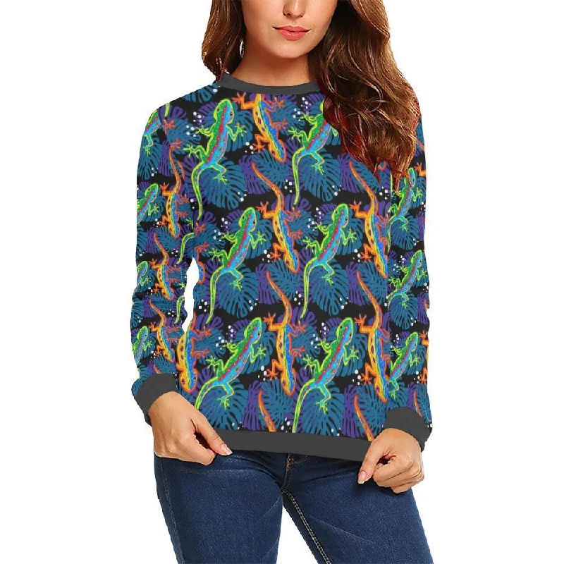 Pattern Print Lizard Women's Sweatshirt Hoodie with Snap Buttons Easy Quick