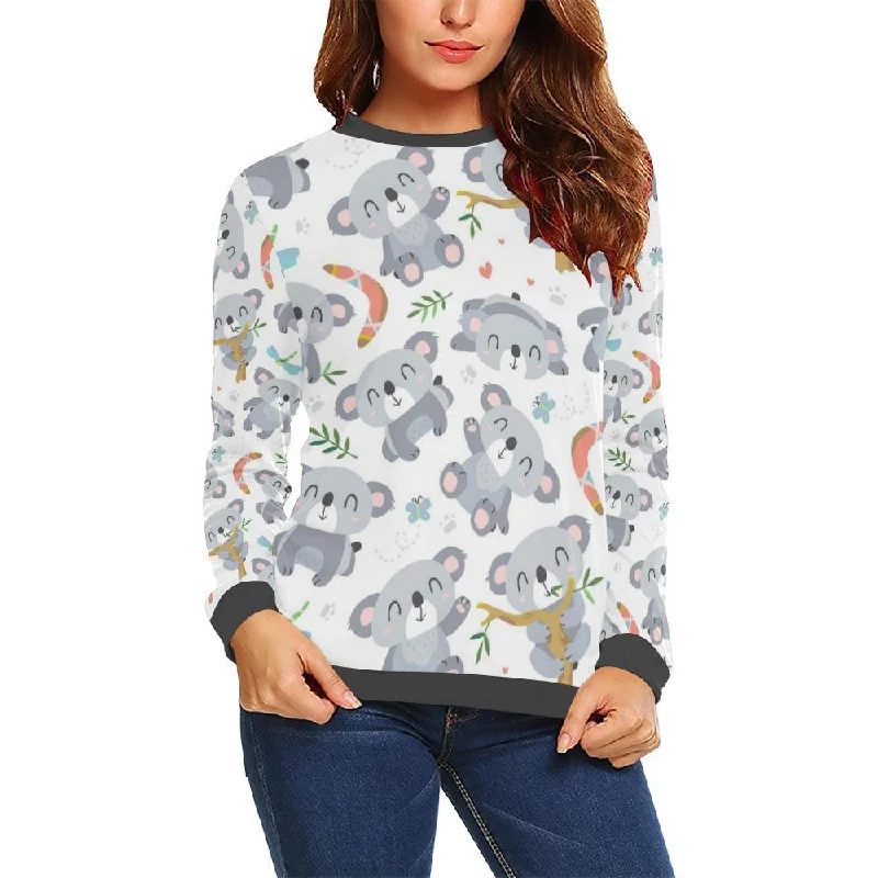 Print Pattern Koala Women's Sweatshirt Hoodie with Typography Text Message