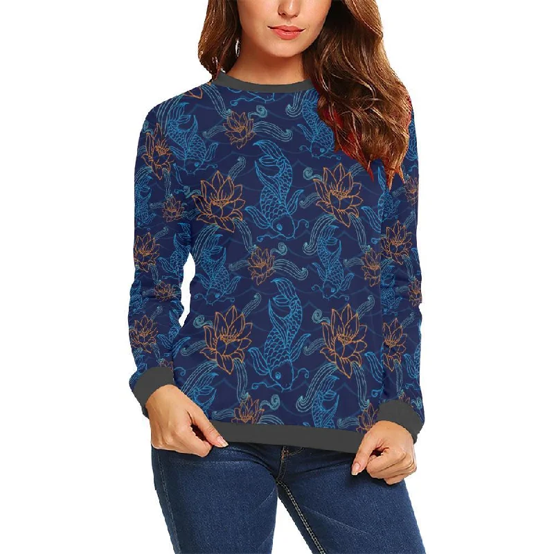 Print Pattern Koi Fish Women's Sweatshirt Hoodie Dress Longline Feminine