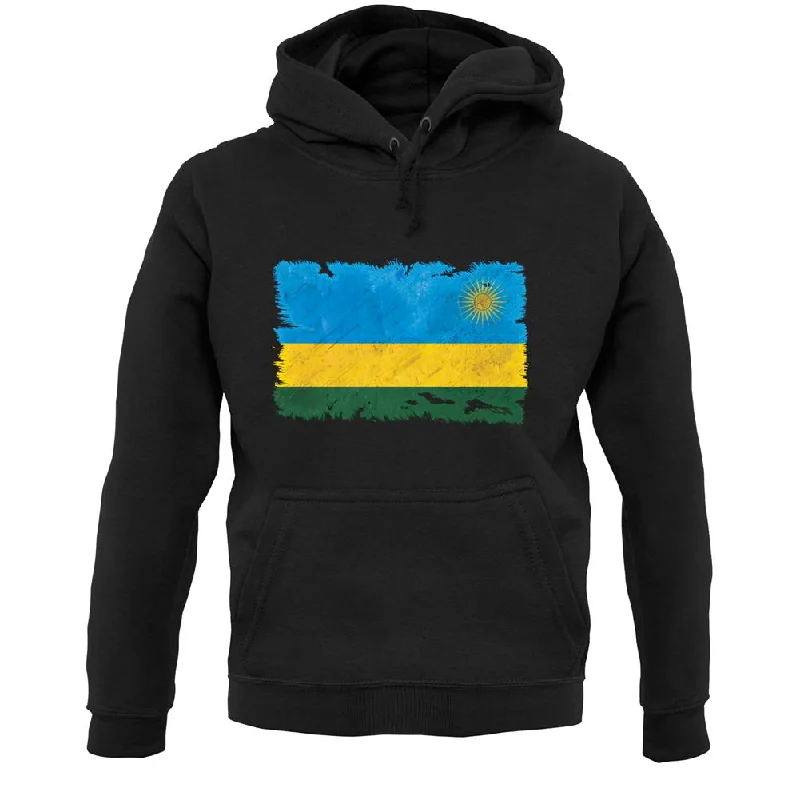 Rwanda Grunge Style Flag Unisex Hoodie Hoodie with Velcro Closure Adjustable Secure