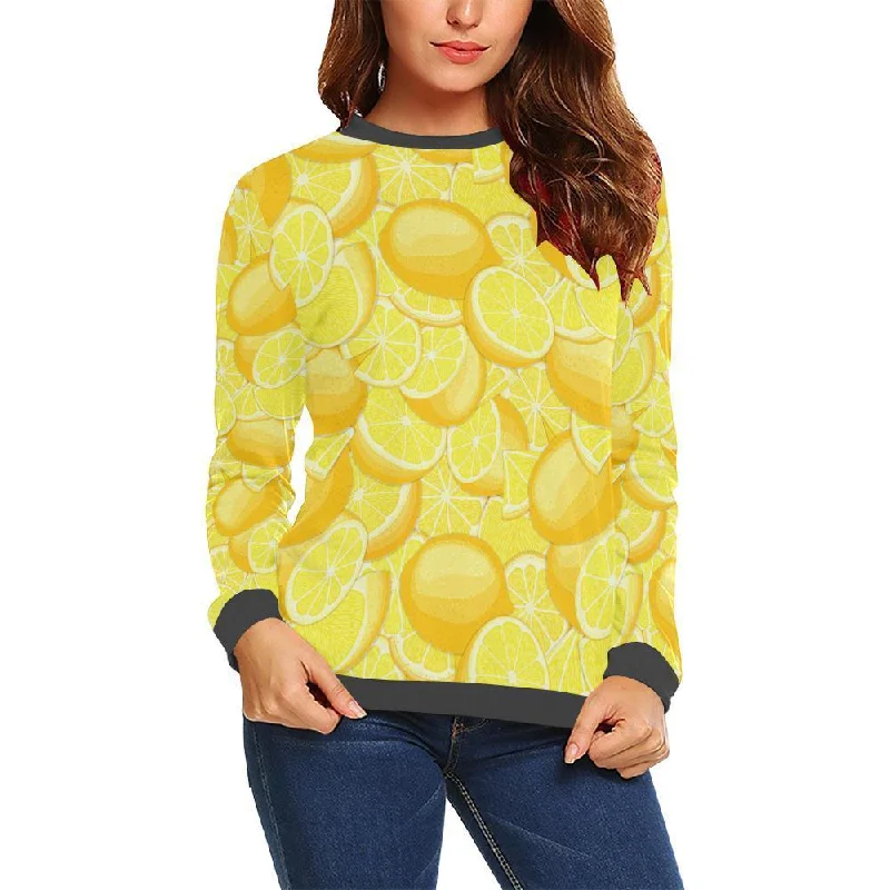 Slice Lemon Pattern Print Women's Sweatshirt Hoodie Jacket Zipper Layering