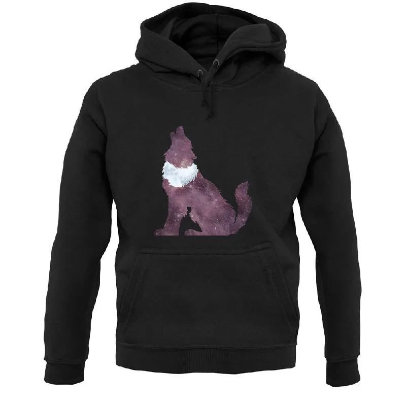 Space Animals - Wolf Unisex Hoodie Hoodie with Rhinestones Sparkly Elegant