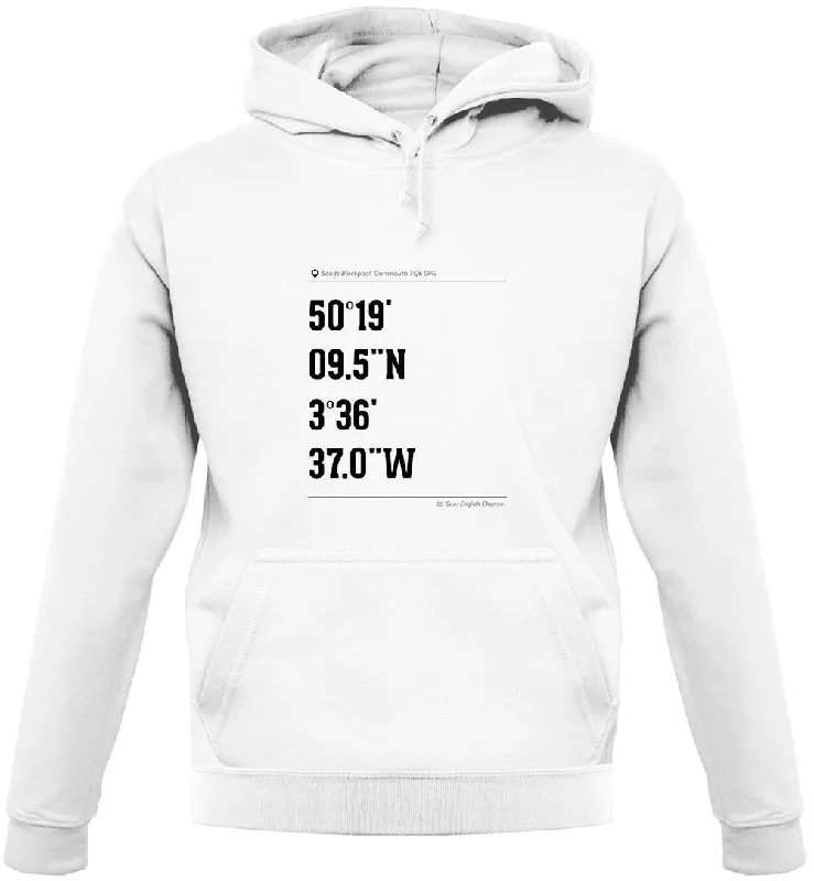 Surfing Coordinates Blackpool Sands Unisex Hoodie Hoodie with Logo Branding Identity