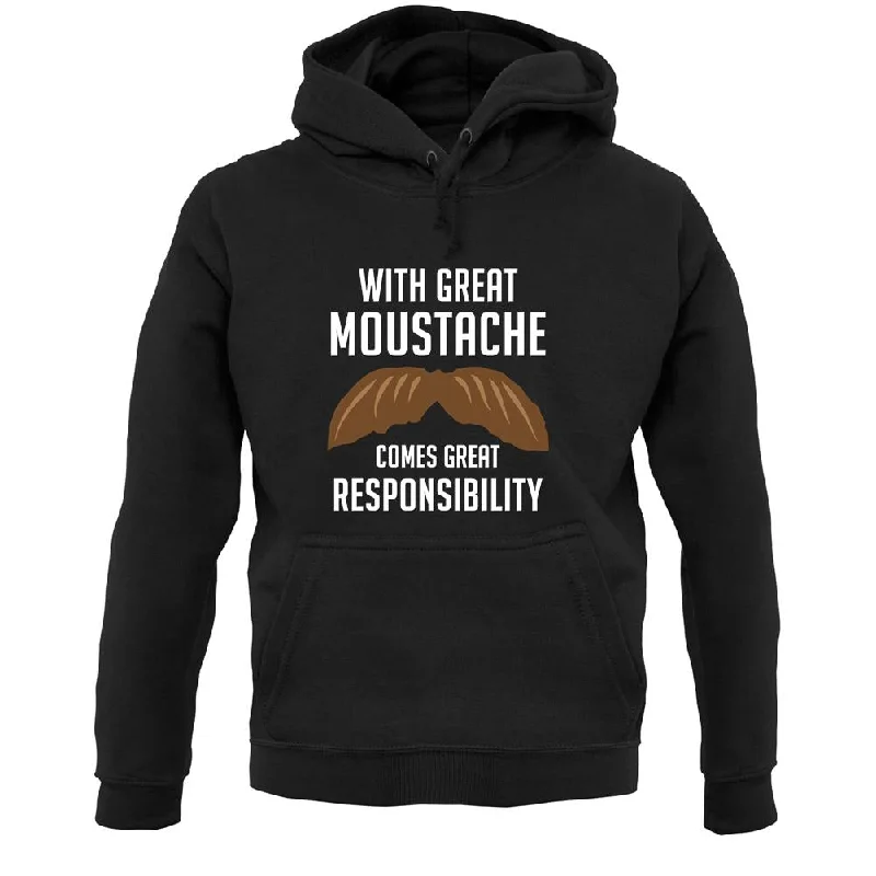 With Great Moustache Unisex Hoodie Hoodie with Drop Shoulder Relaxed Streetwear