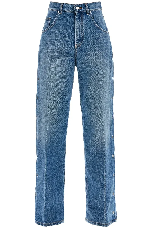Buttoned Ripped Jeans With Sl  - Blue Fashionable White Denim Jeans