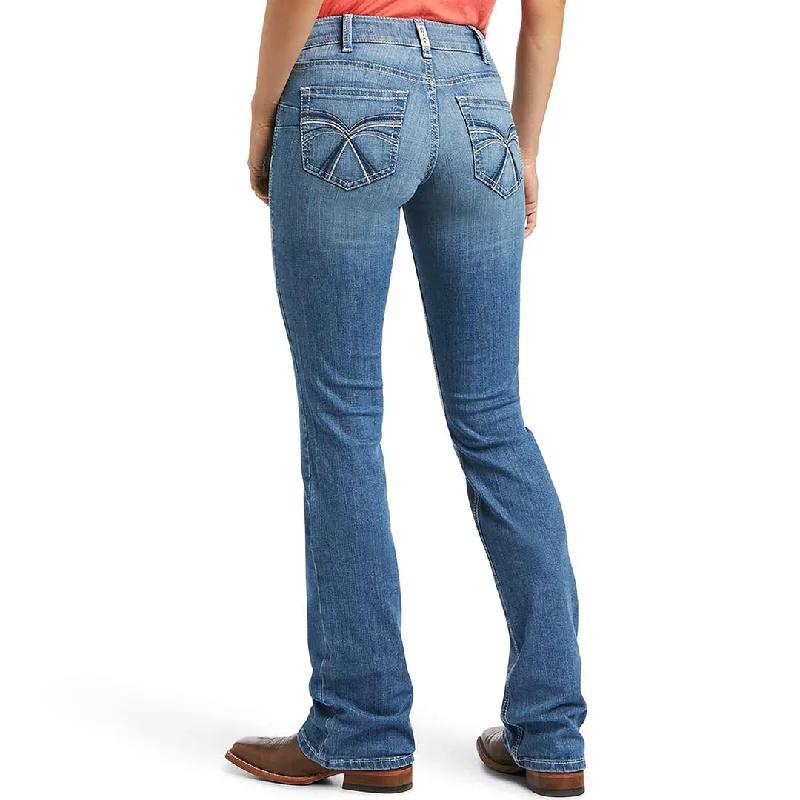 Ariat Women's R.E.A.L. Mid Rise Allessandra Bootcut Jean Casual Distressed Denim Jeans