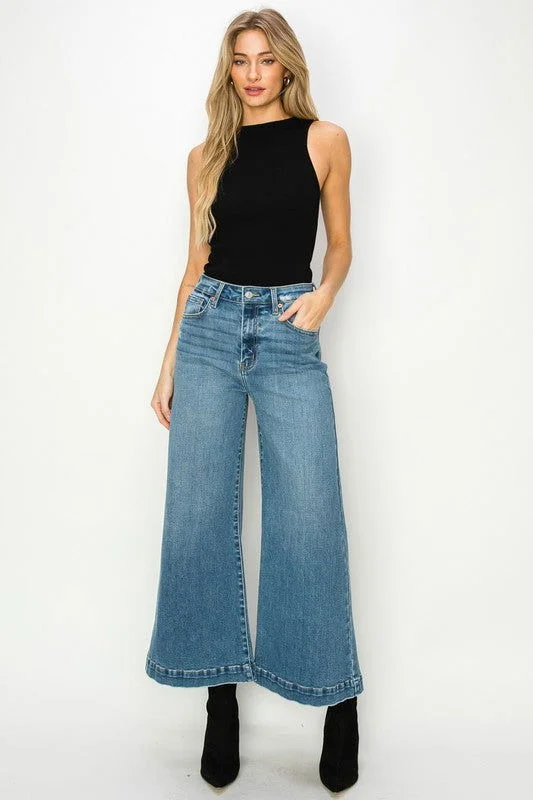 Artemis Vintage High Rise Crop Palazzo Jeans Casual Loose Fit Jeans