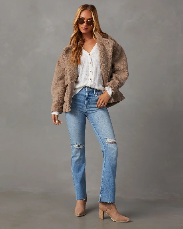 Auggie High Rise Distressed Flare Jeans Classic Blue Denim Jeans