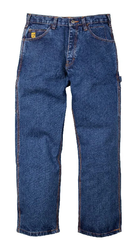 Berne Mens Stone Wash Dark 100% Cotton FR Carpenter Jean Stylish Paperbag Waist Denim