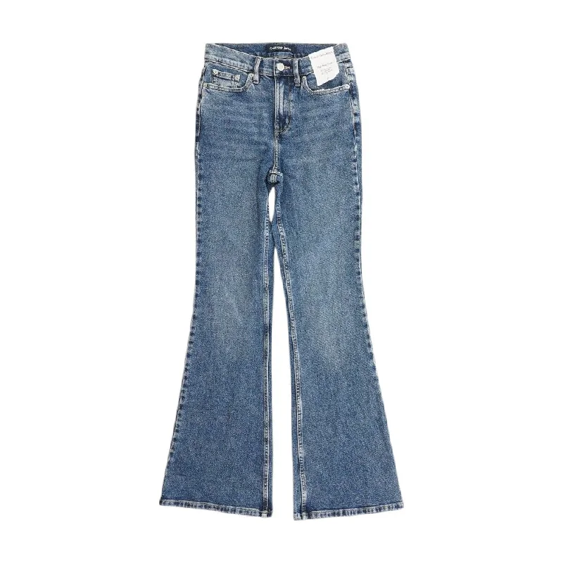 Blue Solid High Rise Jeans Casual Straight-Leg Jeans