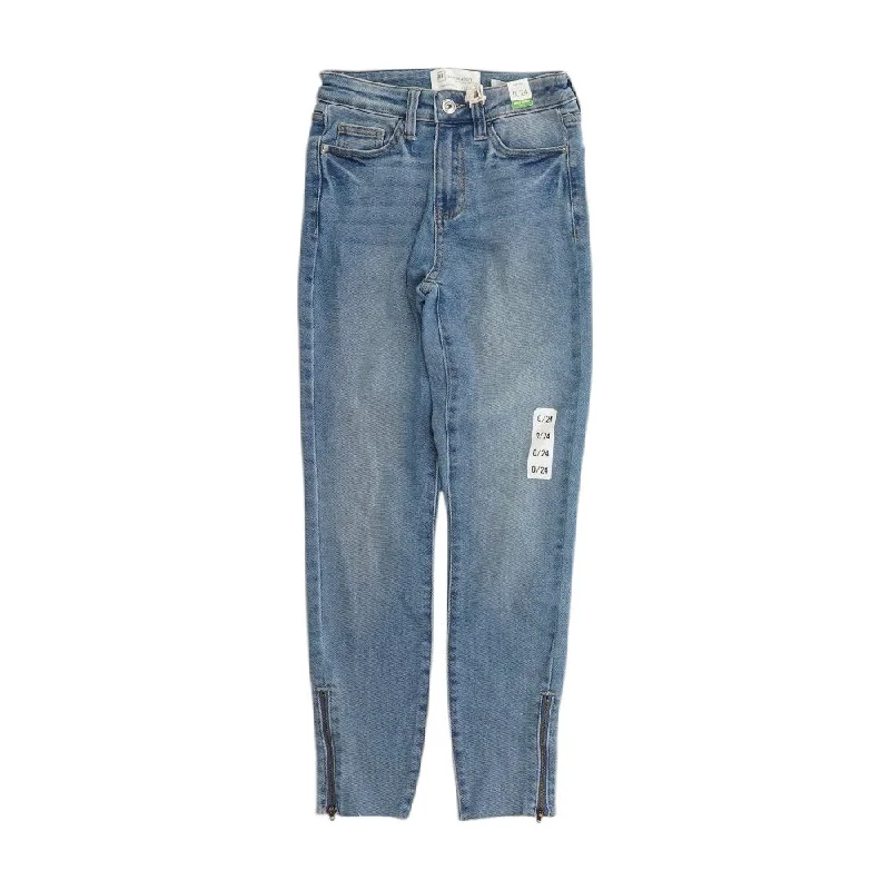 Blue Solid High Rise Skinny Leg Jeans Classic Slim Fit Jeans