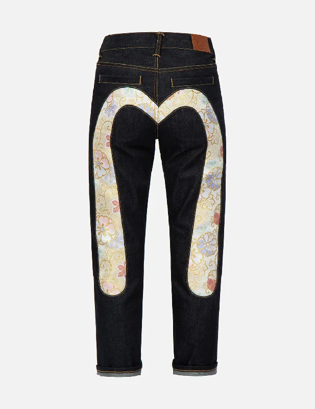 Brocade Daicock Insert Boyfriend Jeans Classic Slim Fit Jeans