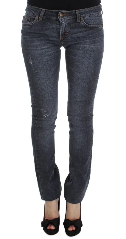 Cavalli  Wash Cotton Blend Slim Fit Women's Jeans Fashionable Distressed Jeans