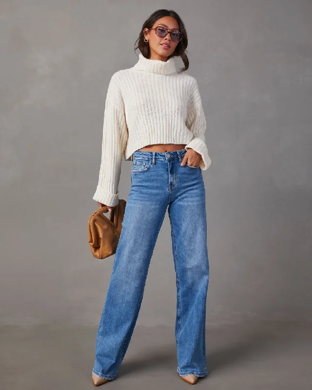 Charley High Rise Wide Leg Stretch Jeans Casual Wide-Legged Denim Jeans
