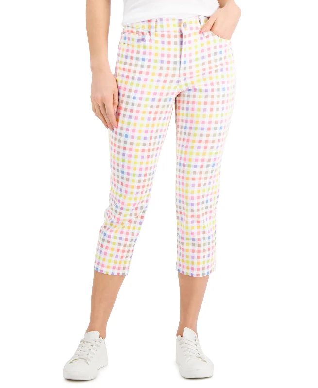 Charter Club Bristol Gingham Capri Jeans Fashionable Cropped Denim Jeans