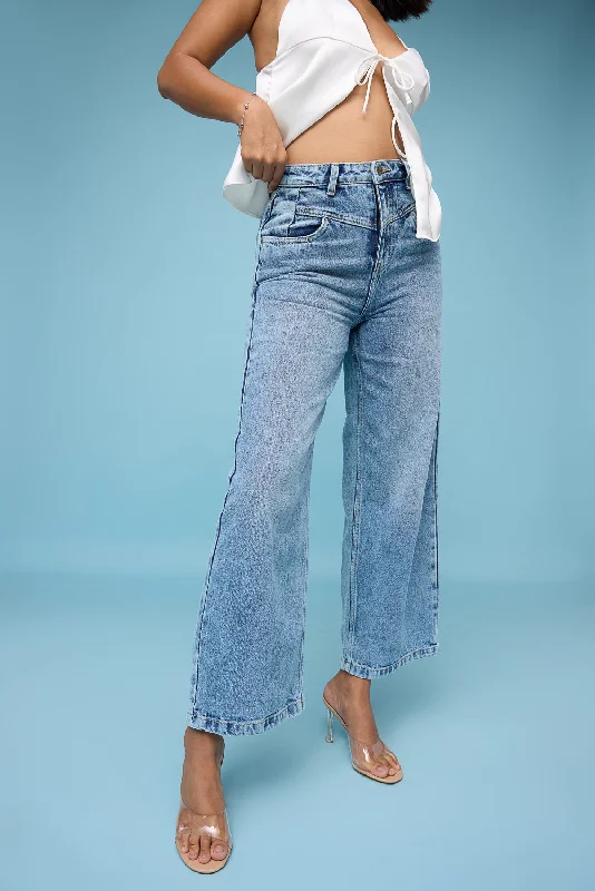 Whiskered Light Straight Leg Jeans Elegant Skinny Leg Jeans