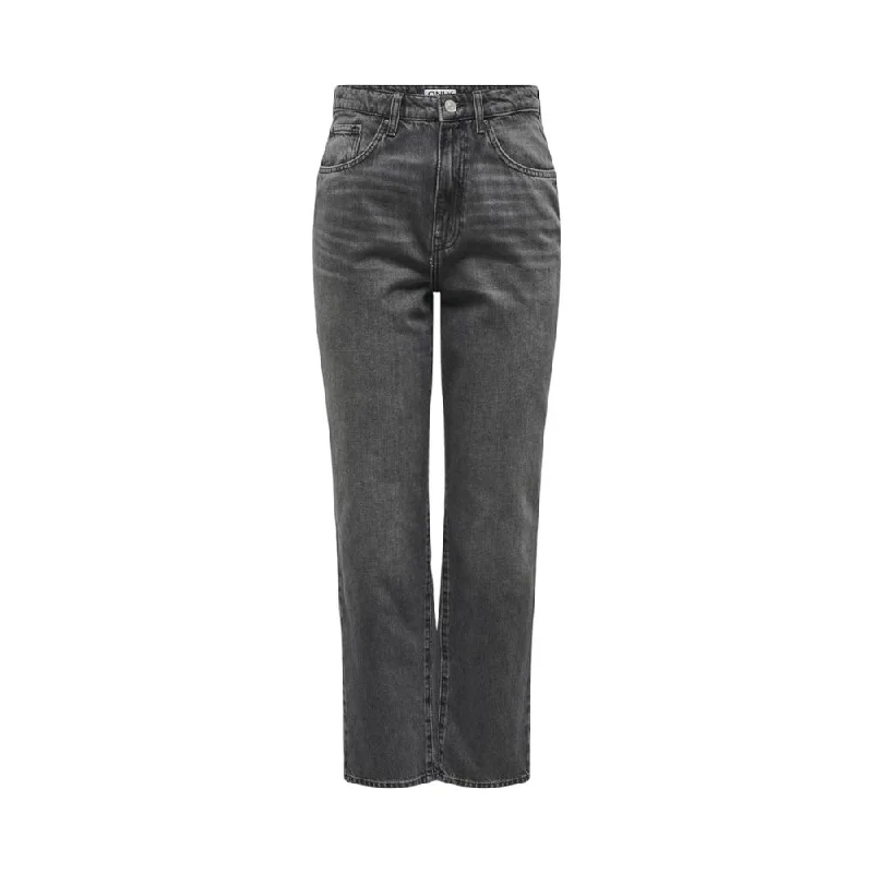Gray Cotton Jeans & Pant Comfortable Folded Hem Jeans