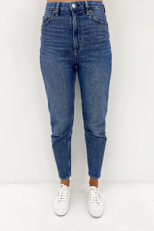 High Moms Jean Anemone Comfortable Distressed Straight-Leg Jeans