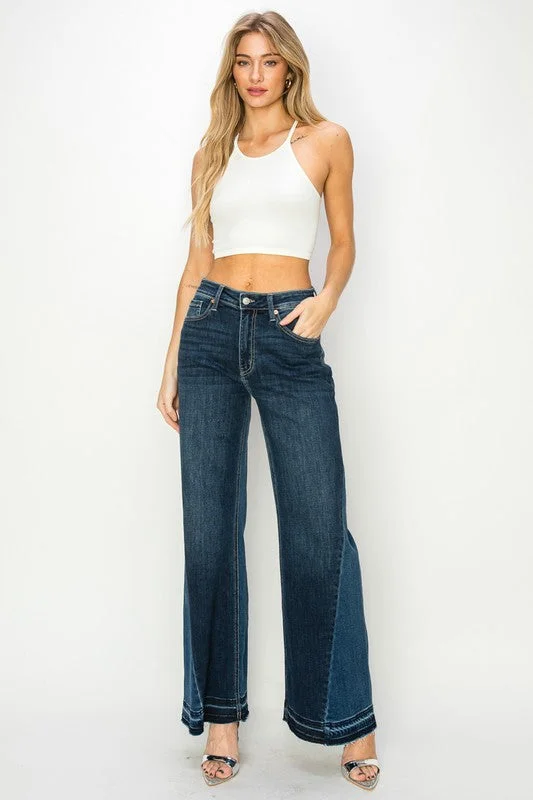 HIGH RISE RELAXED WIDE LEG JEANS Fashionable Slim Fit Jeans