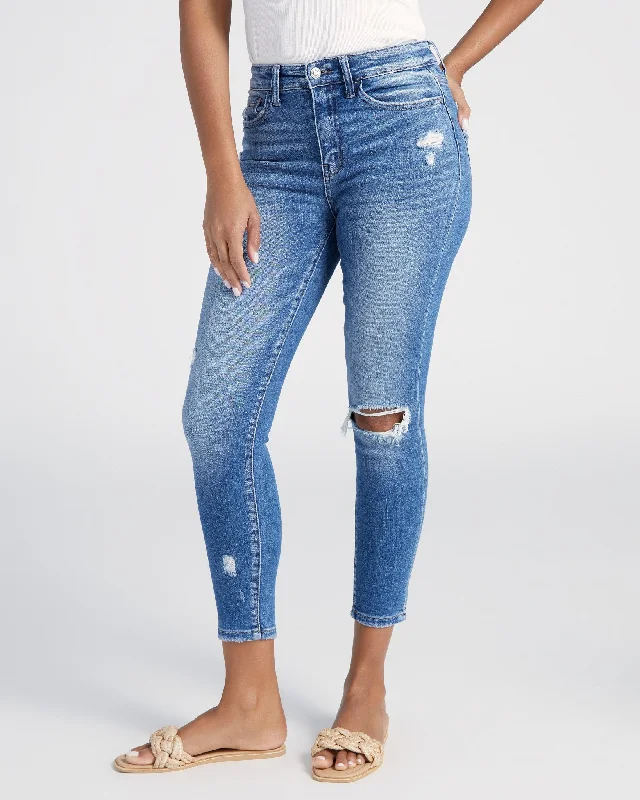 Distressed Vintage Crop Skinny Jeans Cozy Wide-Legged Jeans