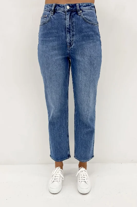 High Straight Jean Indigo Lake Petite Fashionable White Denim Jeans