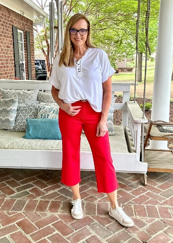 Judy Blue Jeans | Brandon | Red | Tummy Control Trendy Button-Up High-Waist Jeans