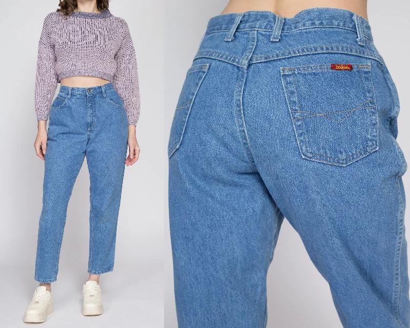 Large 90s High Waisted Mom Jeans Petite 31" Trendy Paperbag Waist Jeans