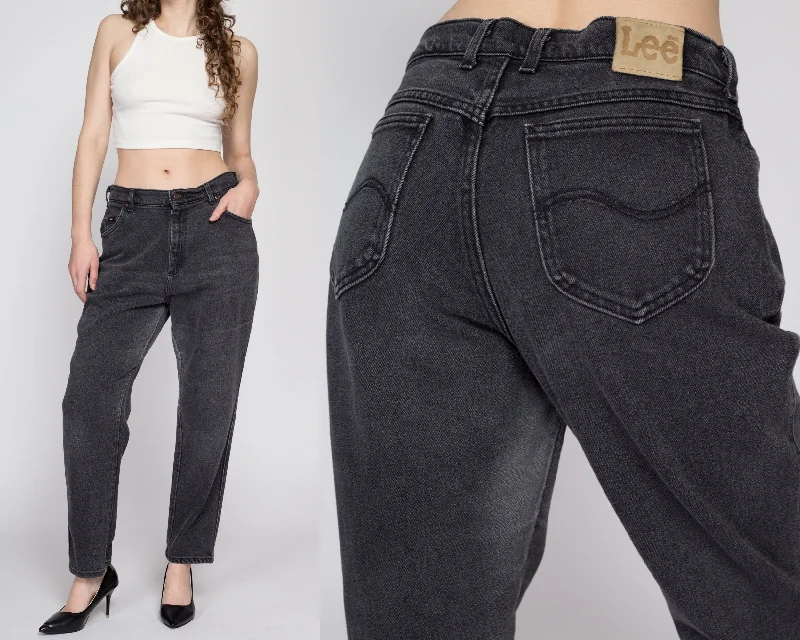 Large 90s Lee Faded Black High Waisted Jeans 32"-34" Trendy Cut-Off Denim Shorts