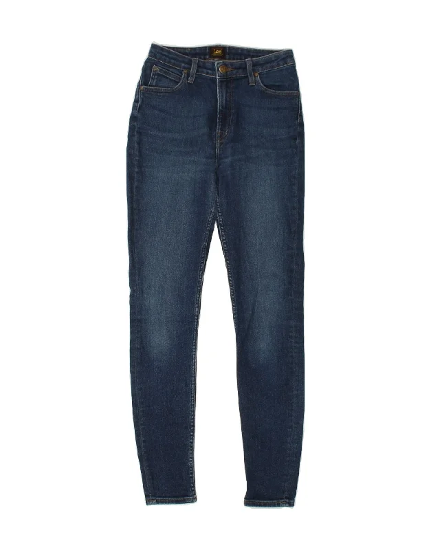 LEE Womens Skinny Jeans W26 L30 Navy Blue Cotton Fashionable Straight Fit Denim
