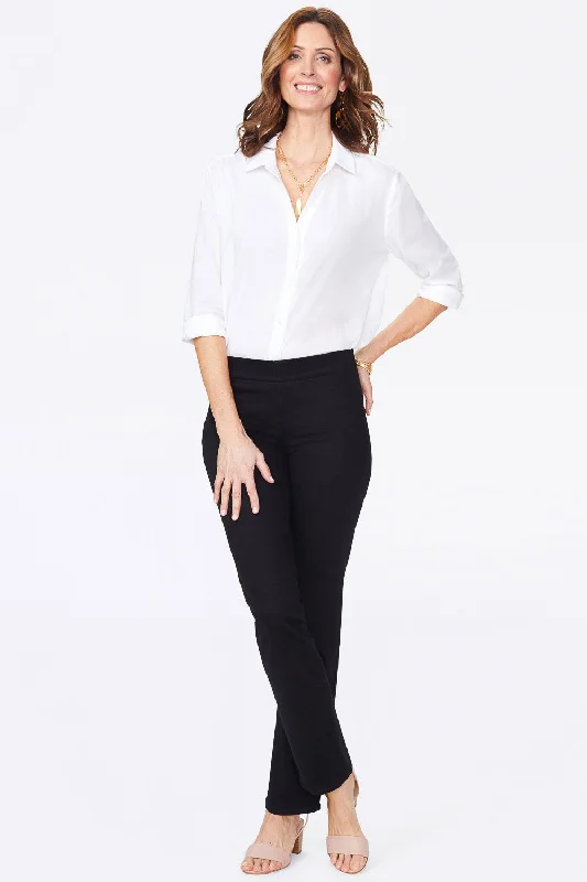 Marilyn Straight Pull-On Jeans - Black Trendy Colored Denim Jeans